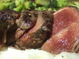 seared steak closeup
